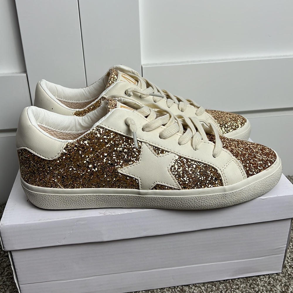 Jacquelyn MMM Gold Glitter Sneakers